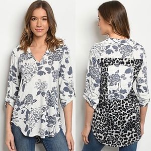 Floral & Animal Print Top